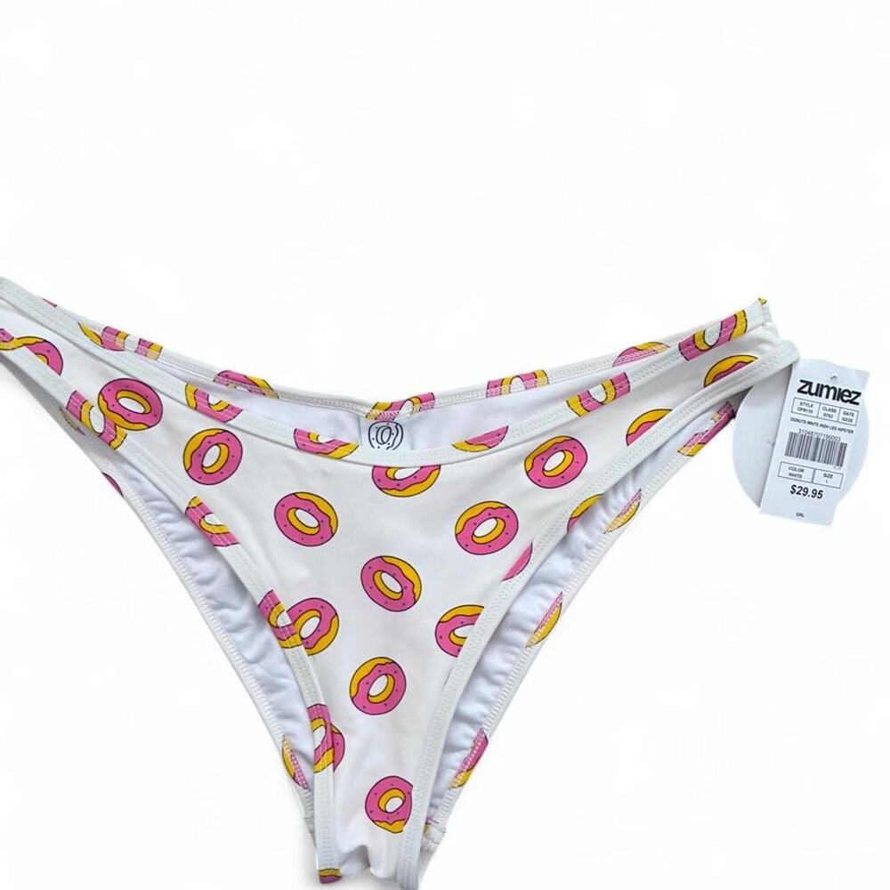 NWT Zumiez pink and yellow donut print bikini bottoms